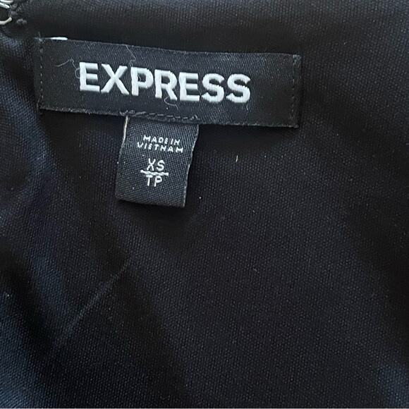 Express black white long sleeve a-line mini dress size extra small XS b8 - Picture 2 of 4